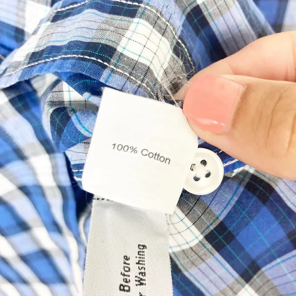 J. Crew Blue Black Plaid Long Sleeve Button Down Sz L